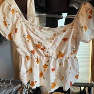 Orange Floral Peplum Top